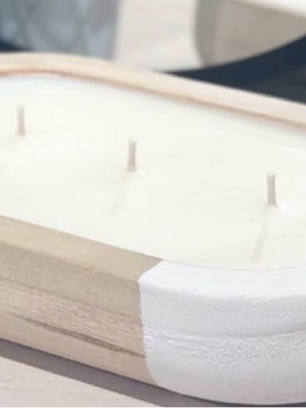Wood-Trim Cream 3-Wick Faith Scented Dough Bowl Candle - Flicker & Flame.